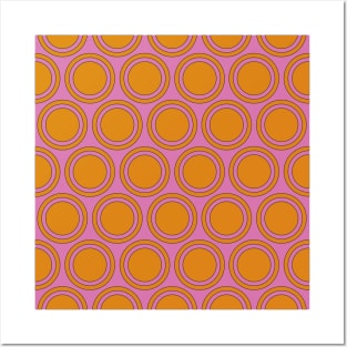 Pink Orange Geometric Circle Pattern Abstract 60s 70s Groovy Aesthetic Posters and Art